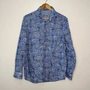 Tasso Elba paisley button down shirt size Large